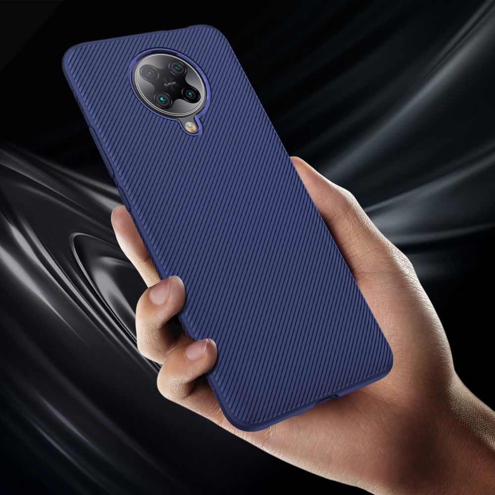 Xiaomi Poco F2 Pro Hoesje Twill Slim Texture Back Cover Blauw afbeelding 5