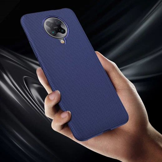 Xiaomi Poco F2 Pro Hoesje Twill Slim Texture Back Cover Blauw afbeelding 5