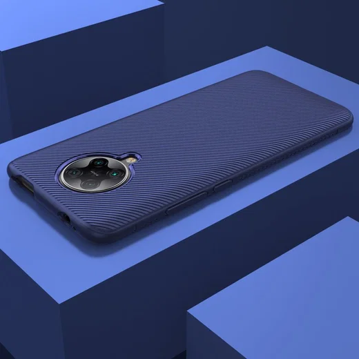 Xiaomi Poco F2 Pro Hoesje Twill Slim Texture Back Cover Blauw afbeelding 7