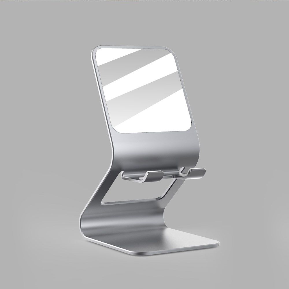 Universele Multifunctionele Smartphone Stand Met Spiegel Grijs afbeelding 3