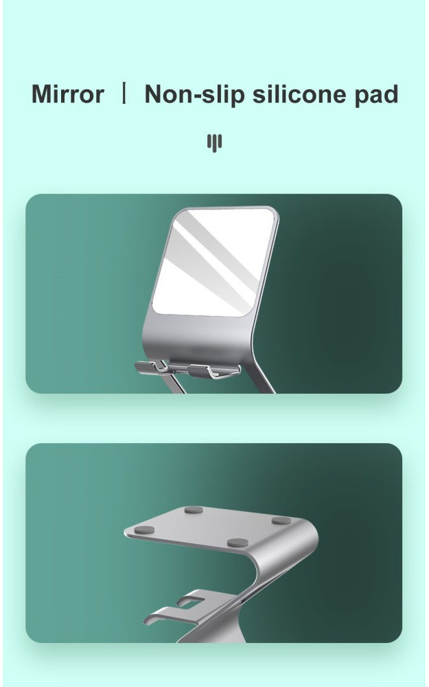 Universele Multifunctionele Smartphone Stand Met Spiegel Grijs afbeelding 12