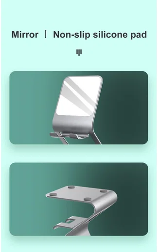 Universele Multifunctionele Smartphone Stand Met Spiegel Grijs afbeelding 12