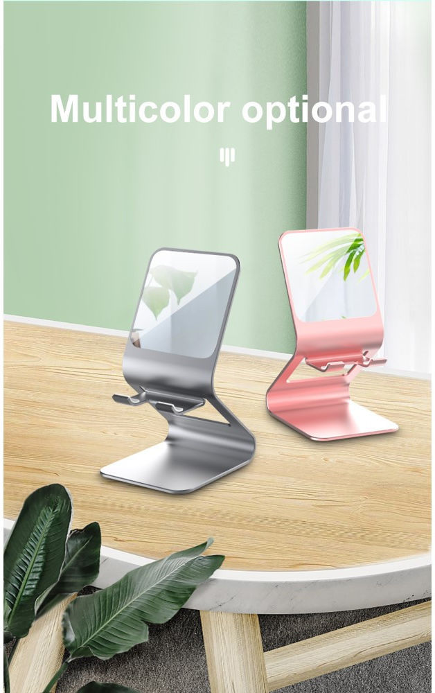 Universele Multifunctionele Smartphone Stand Met Spiegel Grijs afbeelding 13