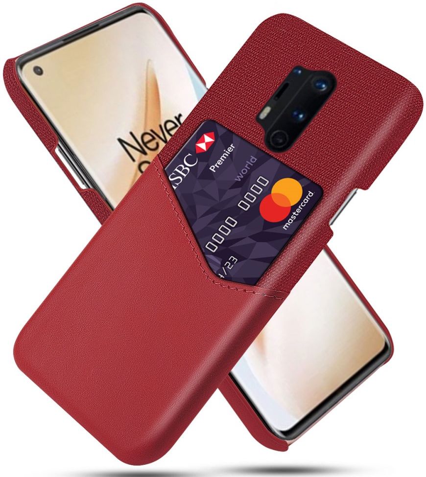 OnePlus 8 Pro Hoesje Back Cover met Kaarthouder Rood afbeelding 1