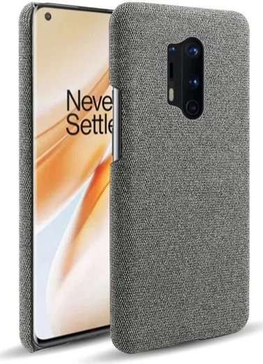 OnePlus 8 Pro Stof Hard Back Cover Donker Grijs afbeelding 1