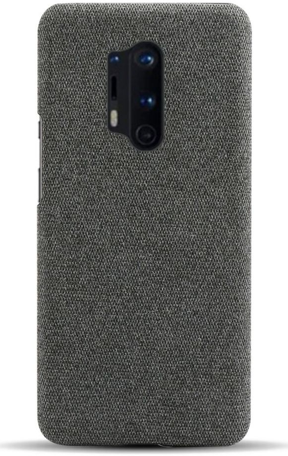 OnePlus 8 Pro Stof Hard Back Cover Donker Grijs afbeelding 3