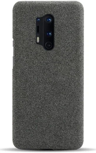 OnePlus 8 Pro Stof Hard Back Cover Donker Grijs afbeelding 3