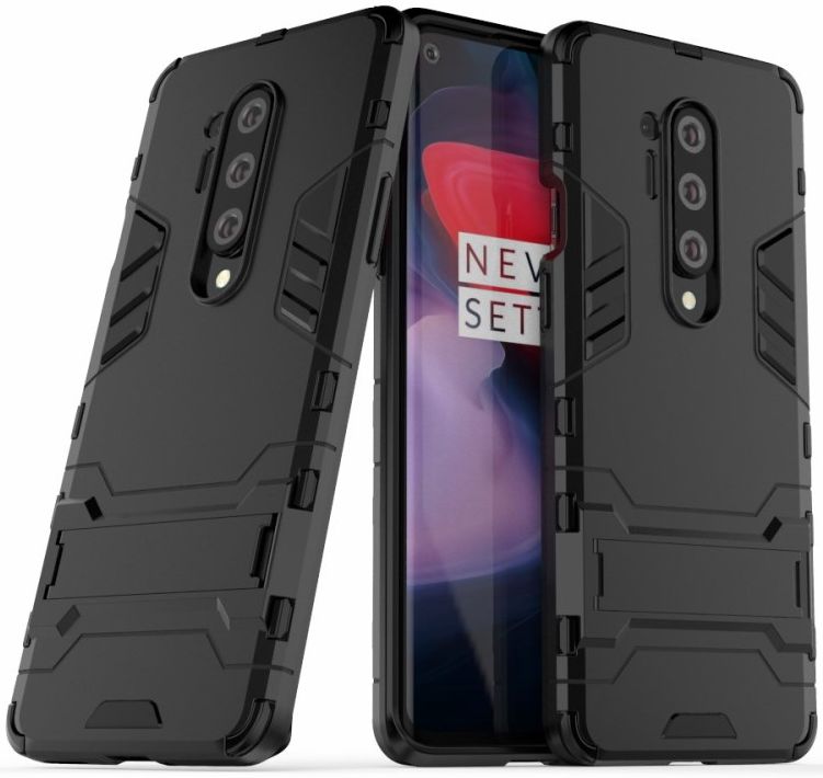 OnePlus 8 Pro Hoesje Shock Proof Back Cover Met Kickstand Zwart afbeelding 1