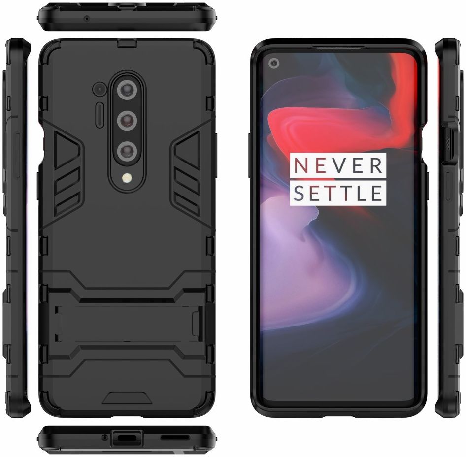 OnePlus 8 Pro Hoesje Shock Proof Back Cover Met Kickstand Zwart afbeelding 9