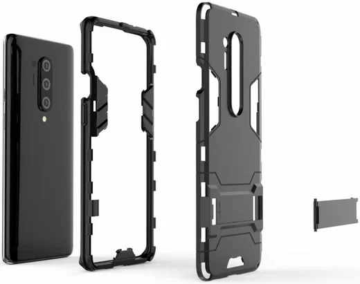 OnePlus 8 Pro Hoesje Shock Proof Back Cover Met Kickstand Zwart afbeelding 3
