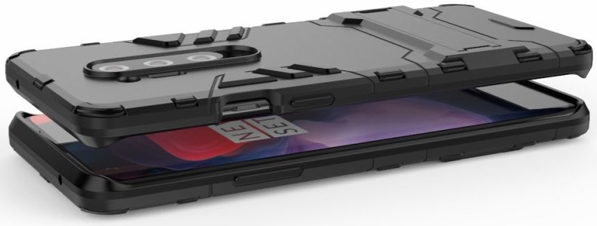 OnePlus 8 Pro Hoesje Shock Proof Back Cover Met Kickstand Zwart afbeelding 4