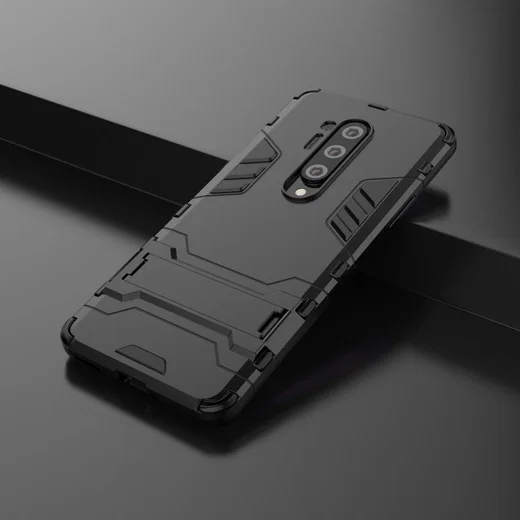 OnePlus 8 Pro Hoesje Shock Proof Back Cover Met Kickstand Zwart afbeelding 7