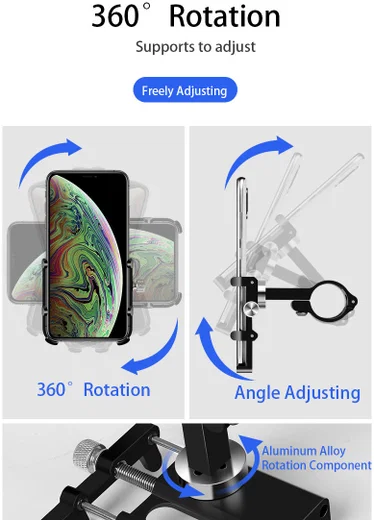 GUB Plus 9 Universele Draaibare Fiets Telefoonhouder Smartphones Zwart afbeelding 8