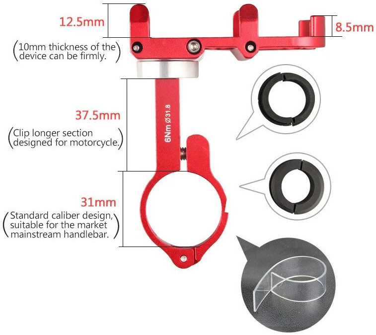 GUB Plus 9 Universele Draaibare Fiets Telefoonhouder Smartphones Rood afbeelding 8