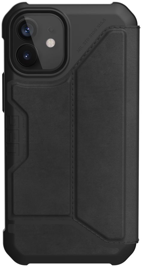 Urban Armor Gear Metropolis iPhone 12 Mini Hoesje Echt Leer Zwart afbeelding 1