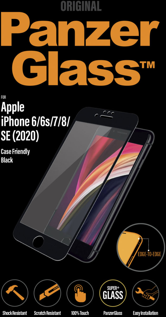 PanzerGlass iPhone SE 2020 / 2022 Case Friendly Screenprotector Zwart afbeelding 1