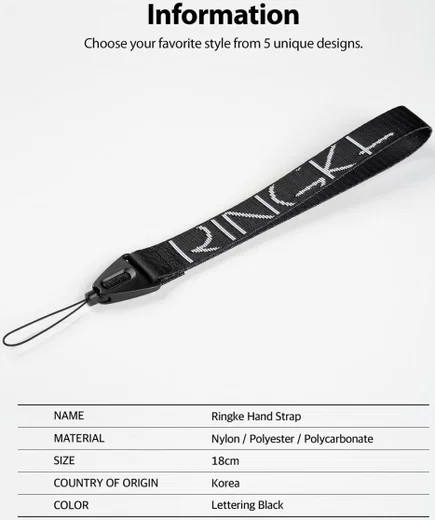 Ringke Hand Polsband Letters Zwart afbeelding 10