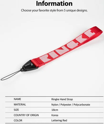 Ringke Hand Polsband Letters Rood afbeelding 10