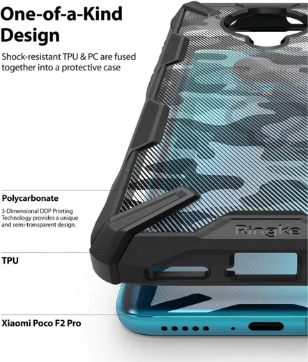 Ringke Fusion X Xiaomi Poco F2 Pro Hoesje Camo Zwart afbeelding 3