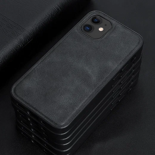 Apple iPhone 12 Mini Hoesje Kunstlederen Back Cover Zwart afbeelding 5