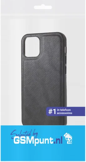 Apple iPhone 12 Mini Hoesje Kunstlederen Back Cover Zwart afbeelding 2