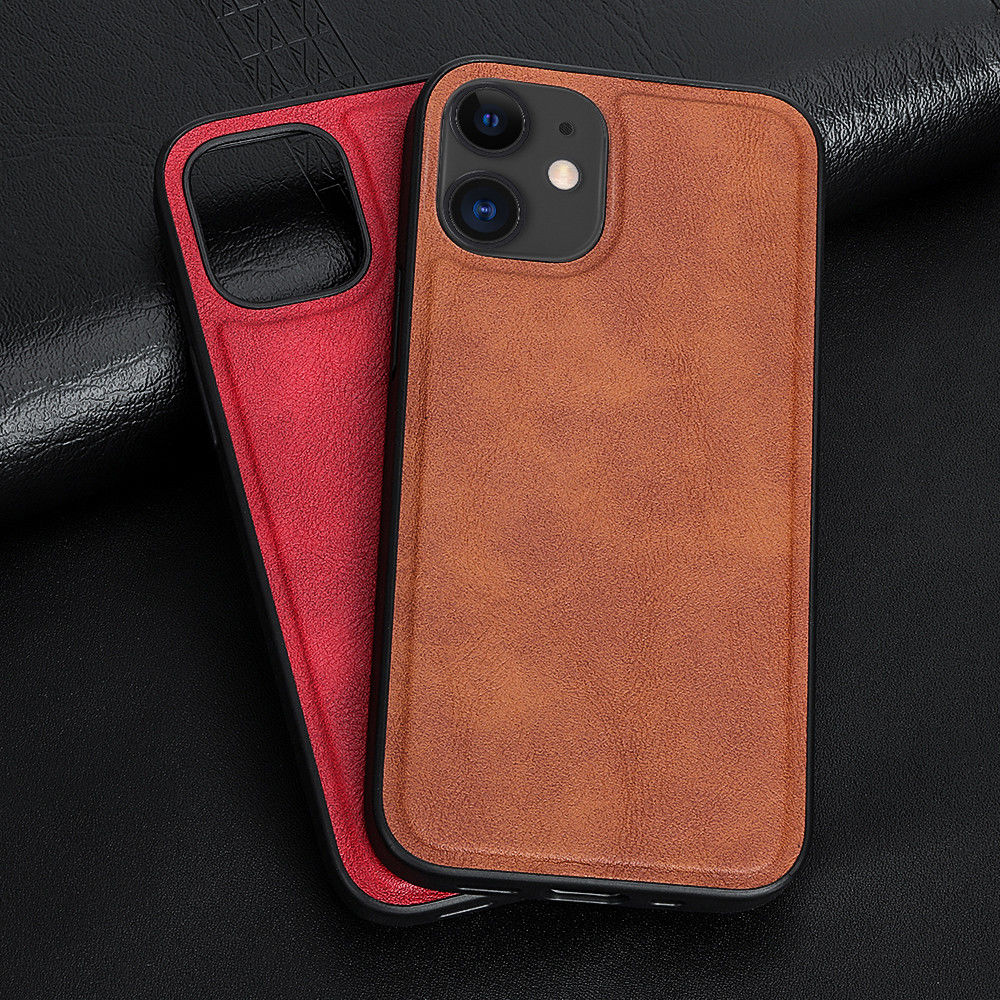 Apple iPhone 12 Mini Hoesje Kunstlederen Back Cover Bruin afbeelding 4