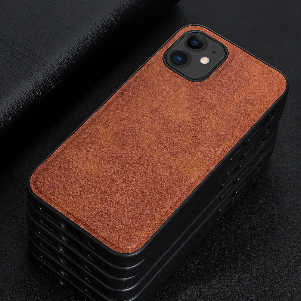 Apple iPhone 12 Mini Hoesje Kunstlederen Back Cover Bruin afbeelding 5