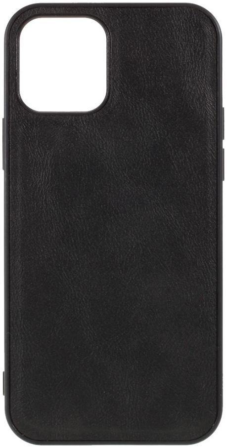 Apple iPhone 12 / 12 Pro Hoesje Kunstlederen Back Cover Zwart afbeelding 1
