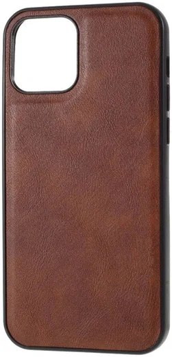 Apple iPhone 12 / 12 Pro Hoesje Kunstlederen Back Cover Bruin afbeelding 4