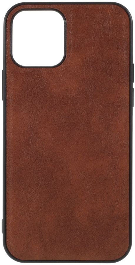 Apple iPhone 12 / 12 Pro Hoesje Kunstlederen Back Cover Bruin afbeelding 1