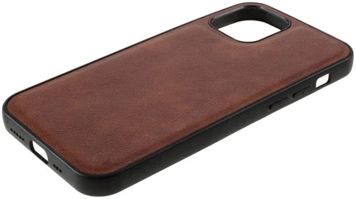 Apple iPhone 12 / 12 Pro Hoesje Kunstlederen Back Cover Bruin afbeelding 5