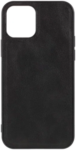 Apple iPhone 12 Pro Max Hoesje Kunstlederen Back Cover Zwart afbeelding 2