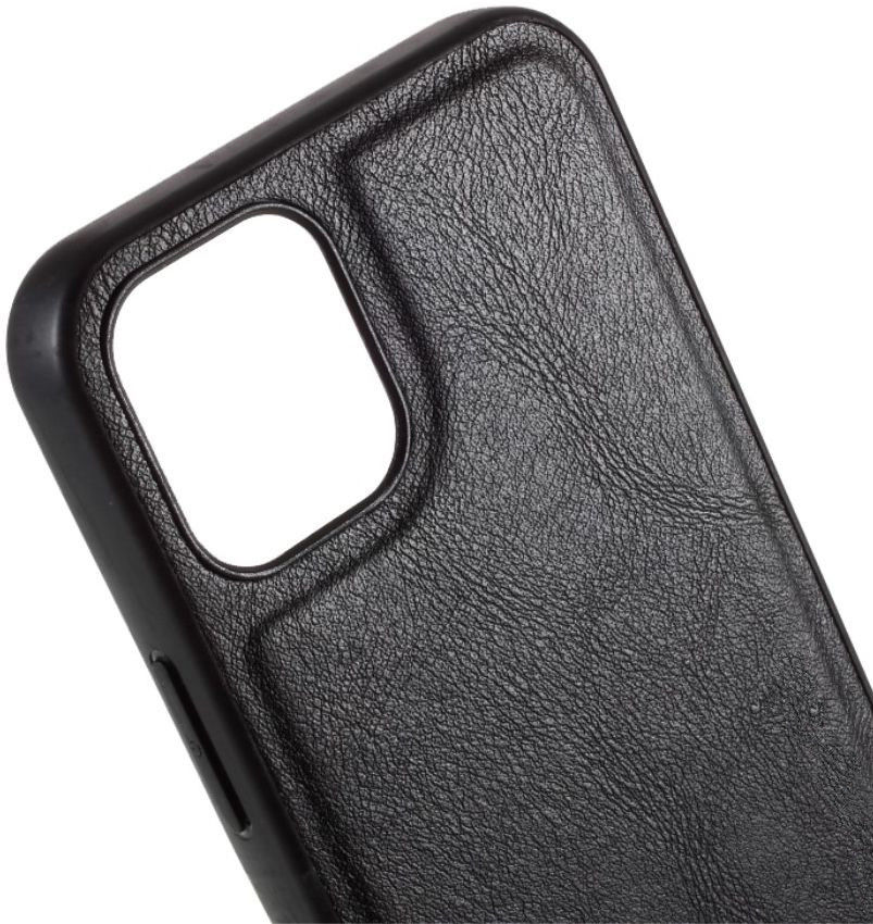 Apple iPhone 12 Pro Max Hoesje Kunstlederen Back Cover Zwart afbeelding 3