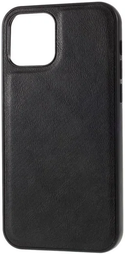 Apple iPhone 12 Pro Max Hoesje Kunstlederen Back Cover Zwart afbeelding 1