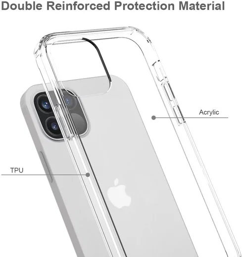 Apple iPhone 12 / 12 Pro Hoesje Armor Back Cover Transparant afbeelding 3