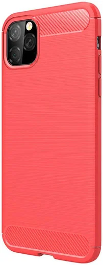 Apple iPhone 12 Mini Hoesje Geborsteld TPU Flexibele Back Cover Rood afbeelding 3