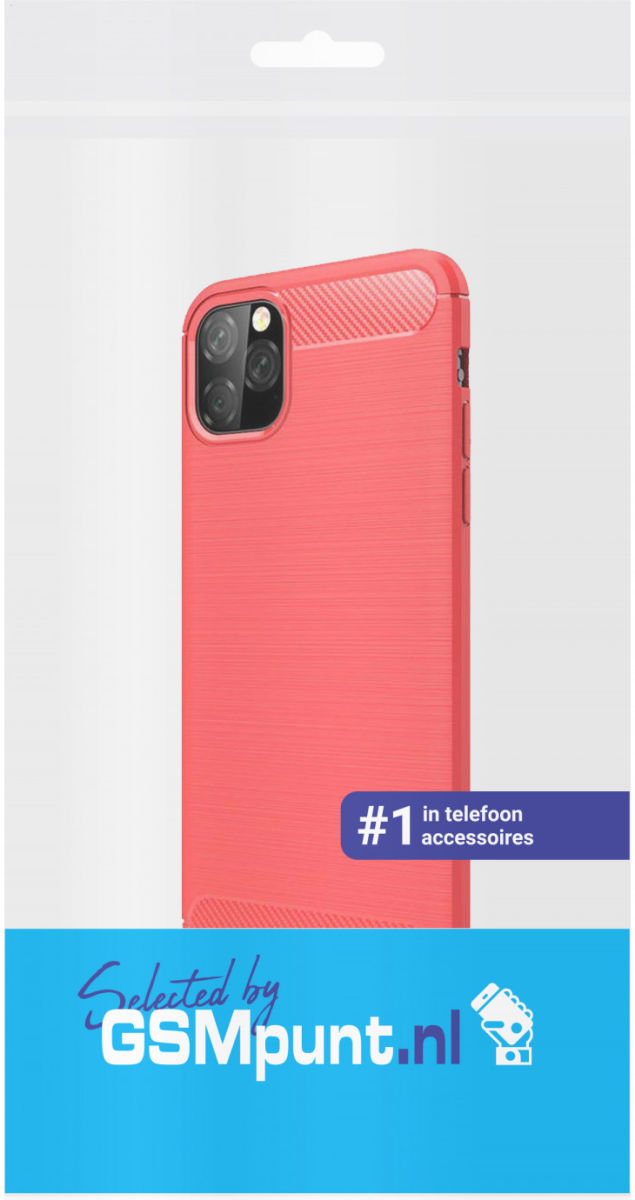 Apple iPhone 12 Mini Hoesje Geborsteld TPU Flexibele Back Cover Rood afbeelding 2
