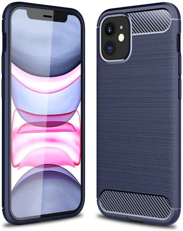 Apple iPhone 12 Mini Hoesje Geborsteld TPU Flexibele Back Cover Blauw afbeelding 1