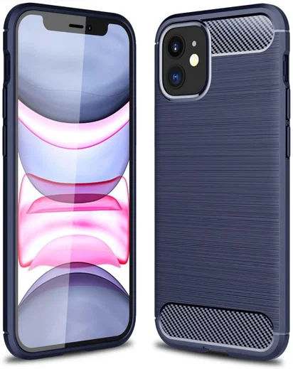 Apple iPhone 12 Mini Hoesje Geborsteld TPU Flexibele Back Cover Blauw afbeelding 1