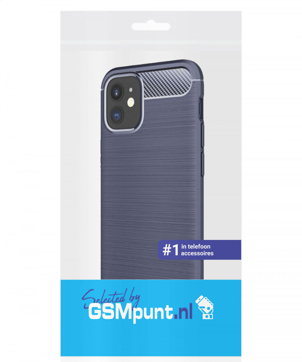 Apple iPhone 12 Mini Hoesje Geborsteld TPU Flexibele Back Cover Blauw afbeelding 2