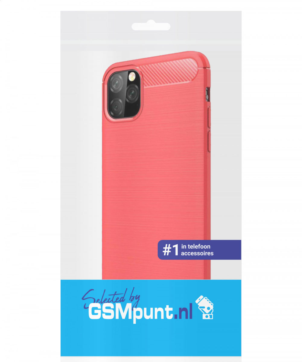 Apple iPhone 12 Hoesje Geborsteld TPU Flexibel Rood afbeelding 2
