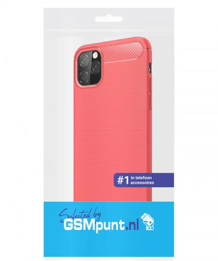 Apple iPhone 12 Hoesje Geborsteld TPU Flexibel Rood afbeelding 2