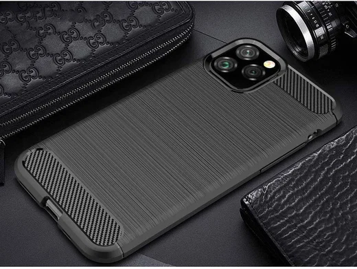 Apple iPhone 12 Pro Max Hoesje Geborsteld TPU Flexibel Zwart afbeelding 5