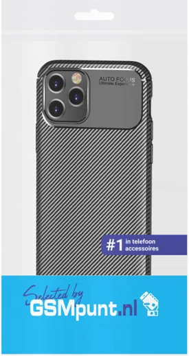 Apple iPhone 12 Pro Max Hoesje Siliconen Carbon Back Cover Zwart afbeelding 5