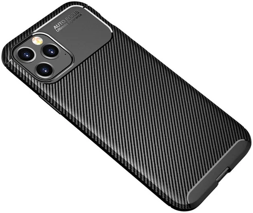 Apple iPhone 12 Pro Max Hoesje Siliconen Carbon Back Cover Zwart afbeelding 4