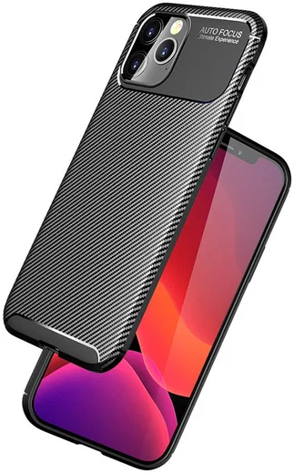 Apple iPhone 12 Pro Max Hoesje Siliconen Carbon Back Cover Zwart afbeelding 9