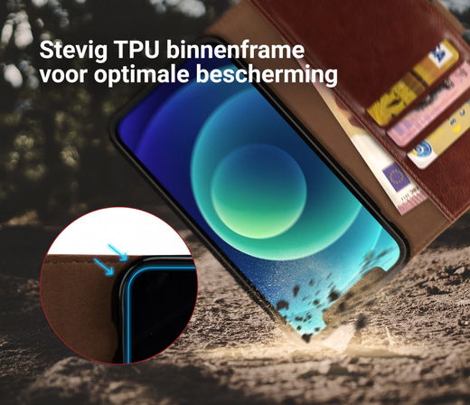 Rosso Element iPhone 12 Mini Hoesje Book Cover Bruin afbeelding 5