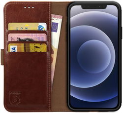 Rosso Element Apple iPhone 12 / 12 Pro Hoesje Book Cover Bruin afbeelding