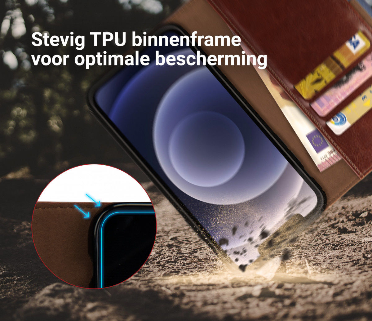 Rosso Element Apple iPhone 12 / 12 Pro Hoesje Book Cover Bruin afbeelding 5