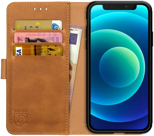 Rosso Element iPhone 12 Mini Hoesje Book Cover Lichtbruin afbeelding 1